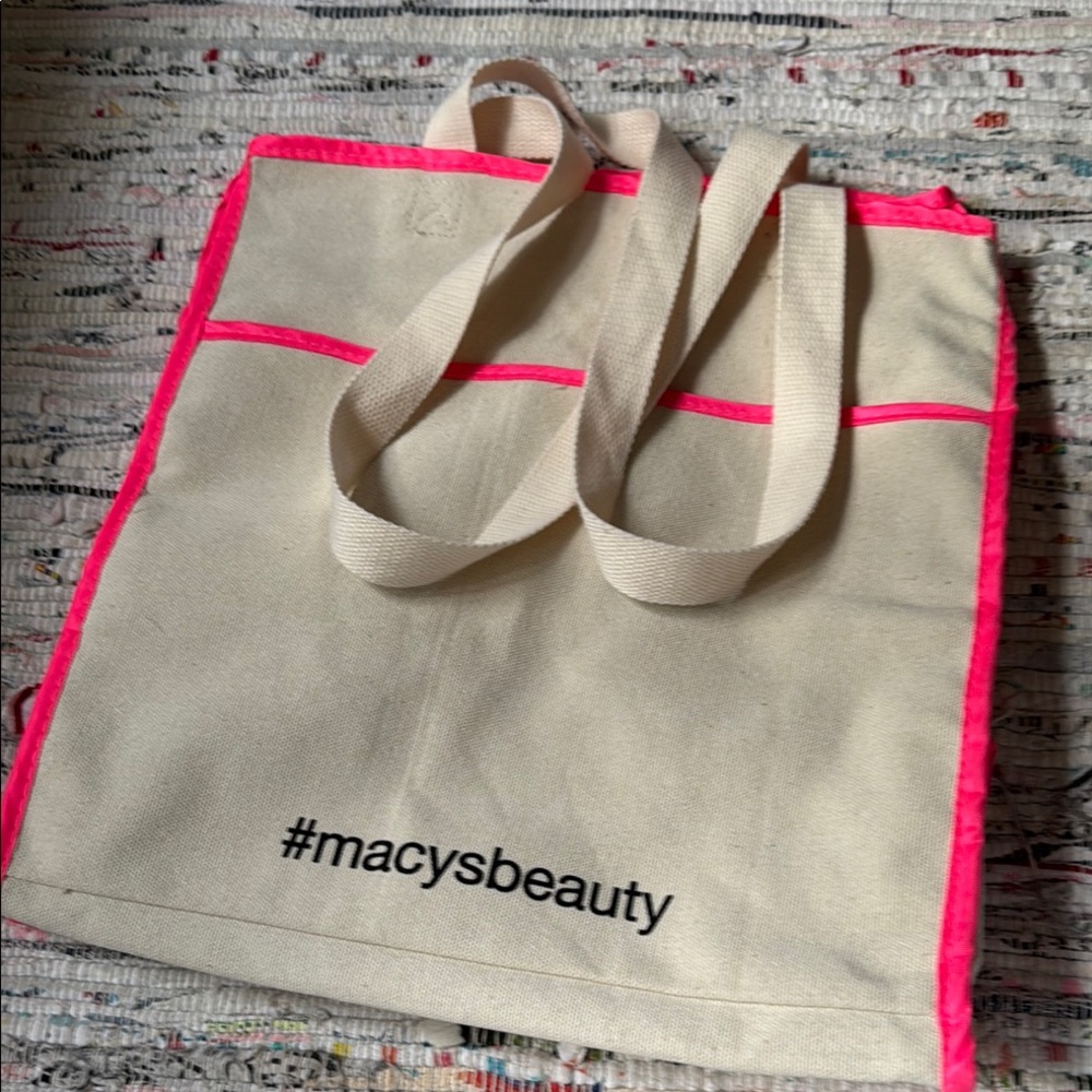 Pink and Cream canvas Tote Bag